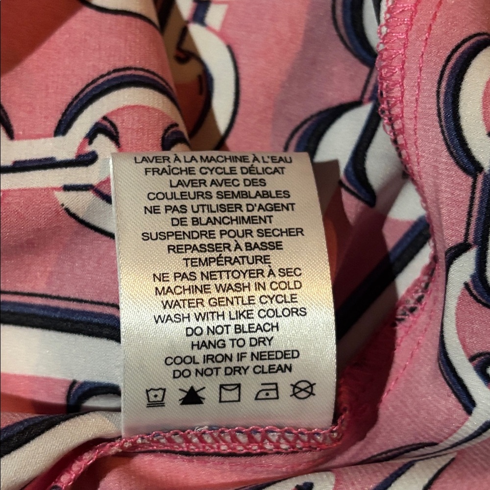 Maison d’ Amélie button down blouse pink Cuban chain link silky v veck - Picture 15 of 15